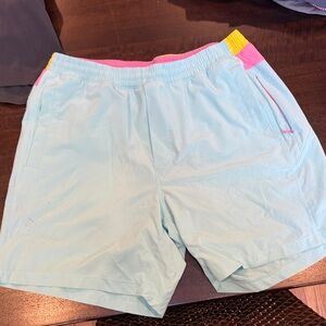 Birddogs Women's Athletic Shorts in Light Blue with Pink and Yellow Accents